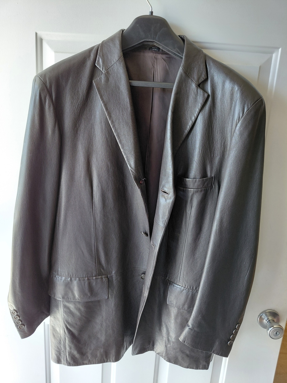 Alfani Men's Dark Brown Leather Sport Coat - Notch Lapel